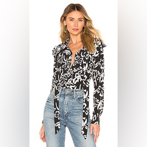 Tanya Taylor Block Print Layla Top - Picture 2 of 14